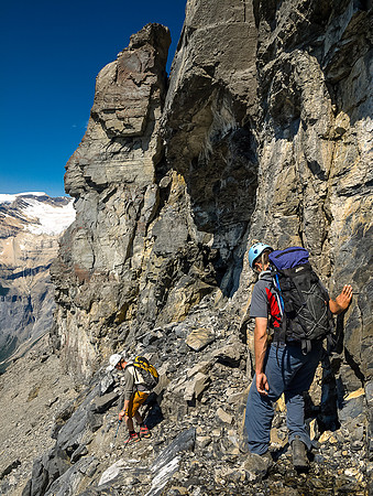 Traversing back around the summit block.