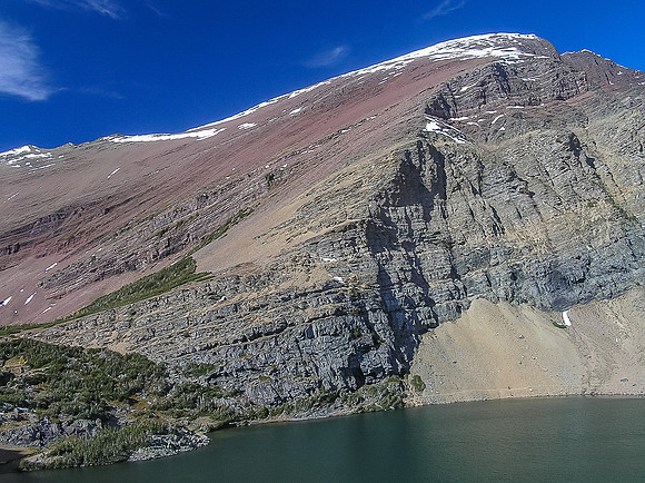 Mount Carthew and the lower Carthew Lake from the bottom of Mount Alderson and the start of the traverse over to Buchanan Peak.