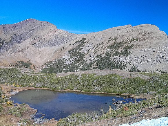 Looking over Carthew Lake to Buchanan Peak and Ridge (L).