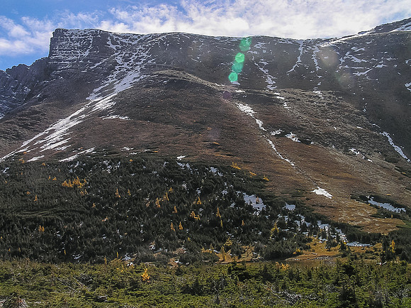Looking back up our descent slope on Alderson.