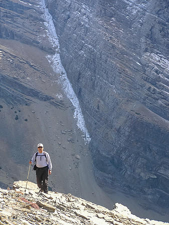 Grinding our way up the south ridge.