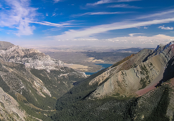 Views down Carthew Creek towards the townsite of Waterton.
