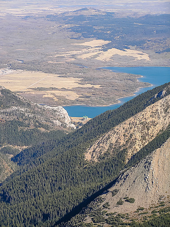 The famous Prince of Wales Hotel is seen far below in the distance from the summit of Buchanan Peak.