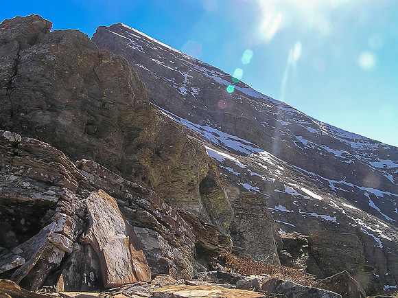 The first cliff bands start here, and you can see the second cliff bands in the middle of the photo.