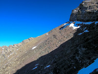 The traverse doesn't look as bad when you're almost done it - this is looking back along the north face of Carthew.