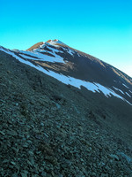 The south descent ridge from the summit of Mount Carthew as seen from the descent.