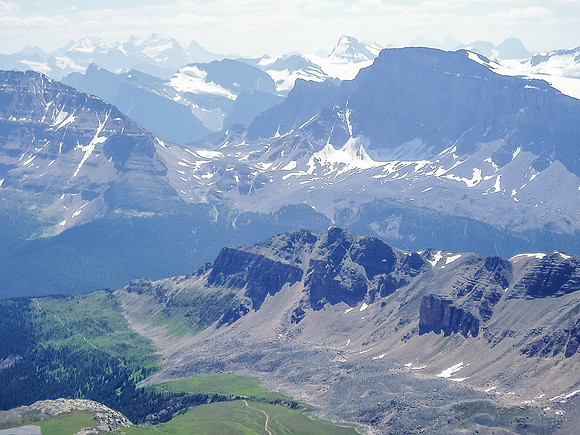 Crowfoot Pass in the distance over the south end of Crystal Ridge.