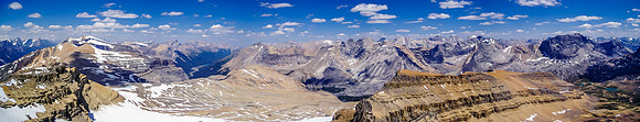 Views over Dolomite Creek to Quill, Siffleur, Recondite, Willingdon, Bobac, Watermelon, Puzzle (R)