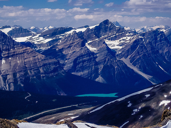 Patterson rises over Peyto Lake.