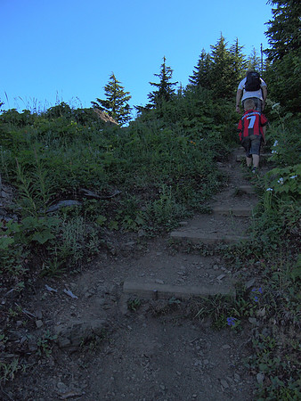 Josh and Serge negotiate the stairs that someone kindly built on the steep upper section of the hike.