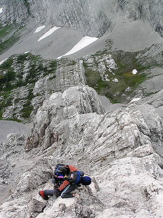 On our first attempt a week previous, we were turned back by clouds / rain about 1/4 way up the tough stuff.