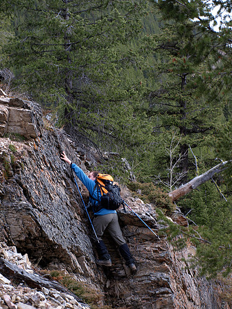 Wietse looks for some fun scrambling on the way down!