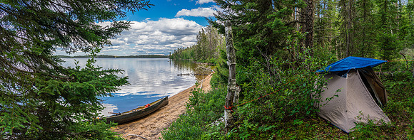 Our camp at the start of the 975m portage towards North Prairie Lake.