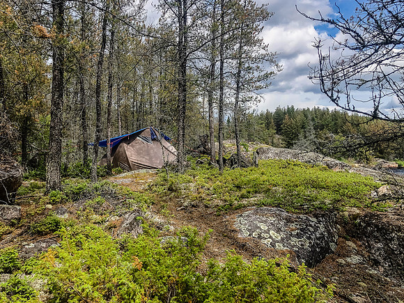 A very nice campsite in the small lake west of Prairie Lake.