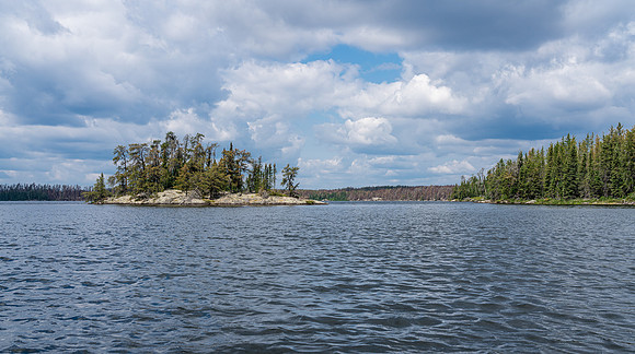 Lightning Lake has some recently burnt shorelines.