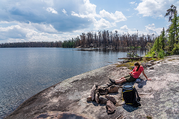 Taking a lunch break on Lightning Lake.