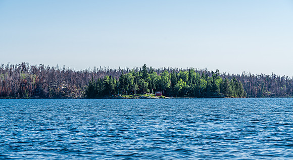 Paddling out of Donald Lake towards Hammerhead Lake.