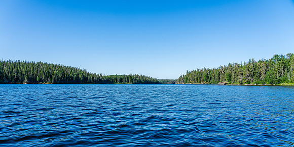 Paddling out of Donald Lake towards Hammerhead Lake.
