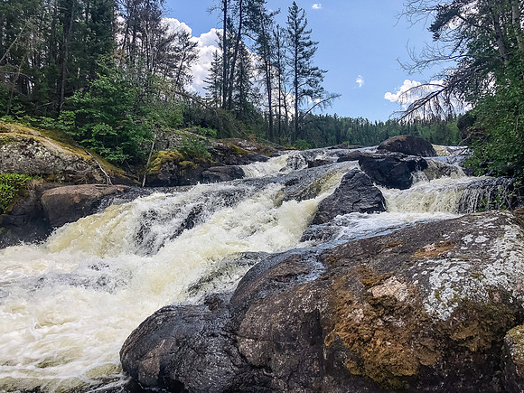Falls coming into Hammerhead Lake from Rostoul Lake.