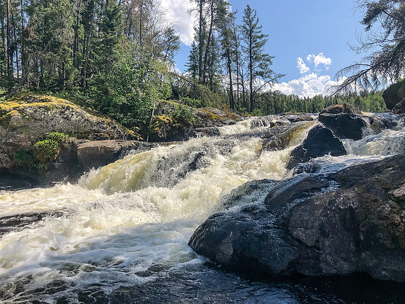 Falls coming into Hammerhead Lake from Rostoul Lake.