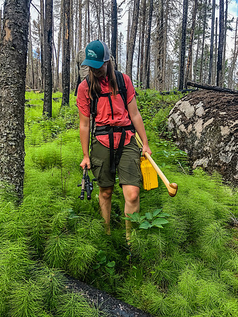 Portaging along the Gammon River between Hammerhead and Gammon Lake.