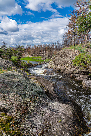 Lovely falls at the start of the Gammon River from Gammon Lake towards Hammerhead Lake.