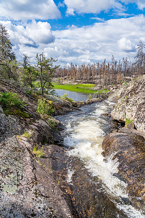 Lovely falls at the start of the Gammon River from Gammon Lake towards Hammerhead Lake.