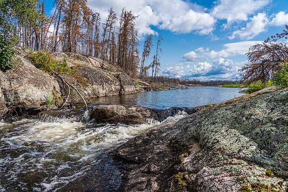Lovely falls at the start of the Gammon River from Gammon Lake towards Hammerhead Lake.