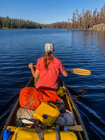 Paddling Middle Lake between Gammon and Rostoul.