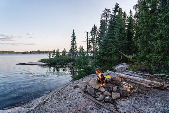 Evening fire on Haven Lake.