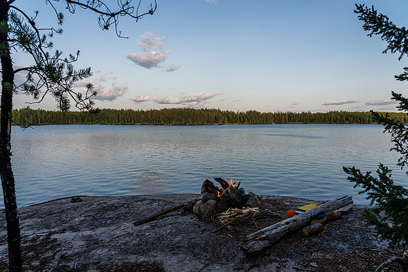 Evening fire on Haven Lake.