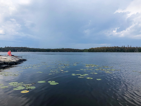 Enjoying a mild thunderstorm from camp on Haven Lake.