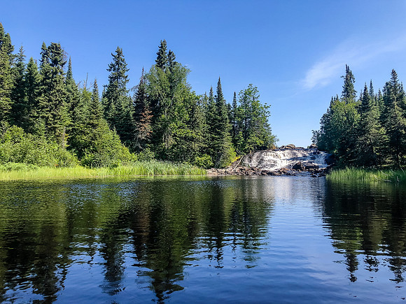 A falls along the Rostoul River between Optic and Telescope Lake.