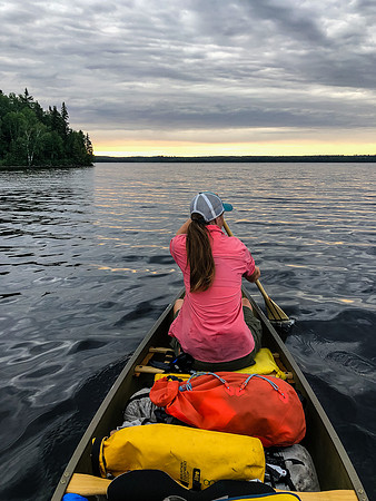 Paddling east out of Telescope Lake towards the Hjalmar Lakes.