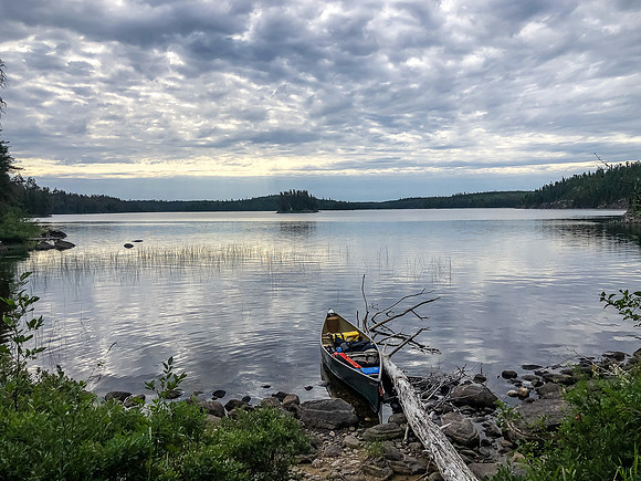 End of another portage along the Hjalmar Lakes heading east to Onnie Lake.