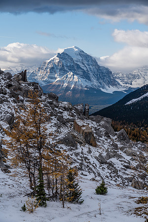 Views back to Mount Temple from near Boulder Pass.