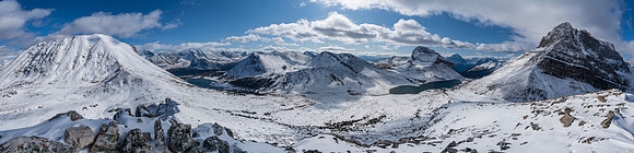 Views from Fossil (L) to Baker Lake, Heather Ridge, Ptarmigan Lake and Mount Redoubt.