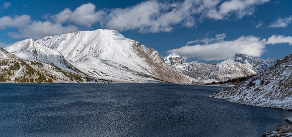 Wild view of Fossil,  Douglas and St. Bride over Ptarmigan Lake.