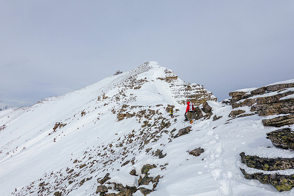 Over the crux, continuing on the south ridge.
