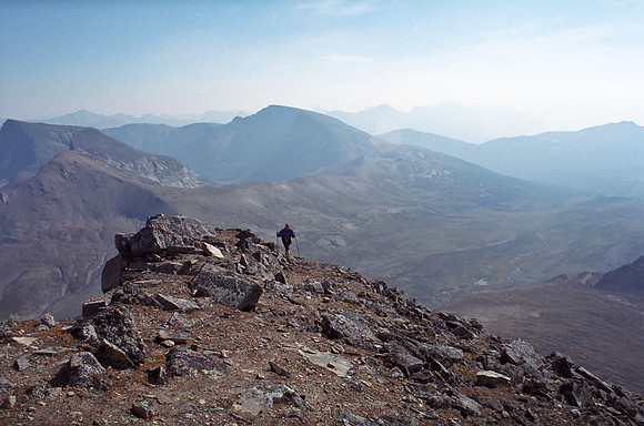 Kev coming up the final ridge before the summit of Curator.