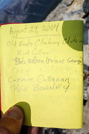 The summit register is an interesting collection of names.