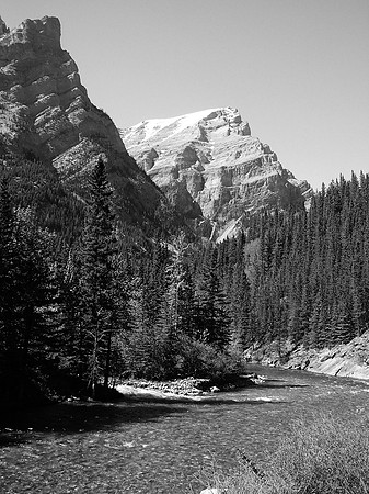 This is Mount Kidd seen from the Kananaskis River crossing right near the parking lot.