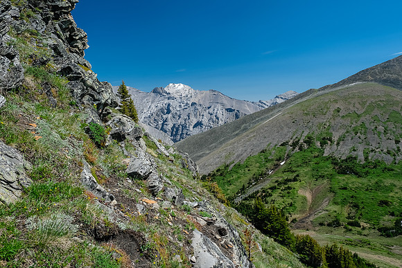 Descending the east face of Mist Ridge.