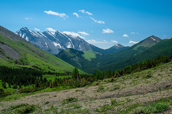 Looking south over Cliff Creek from near the col.