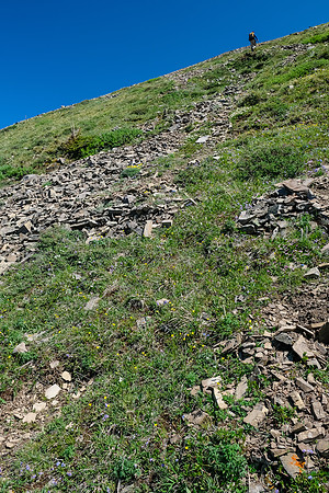 Ascending the west face of Gibraltar's west ridge.