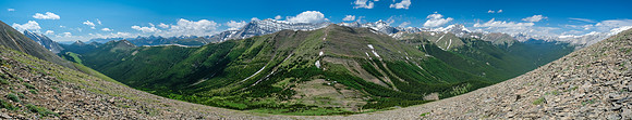 Looking back up the east face of Mist Ridge and along the ridge (L).