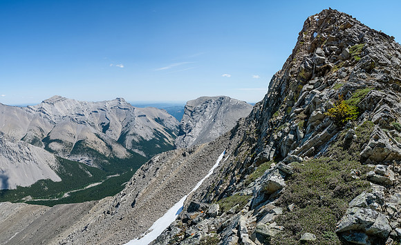 Ascending the west ridge of Gibraltar Mountain. "Half Dome" at left.