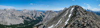 Ascending the west ridge of Gibraltar Mountain with views down the Sheep River (L).