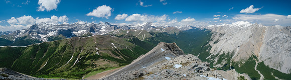 Views back to Mist Ridge and up the Sheep River from the false summit of Gibraltar.