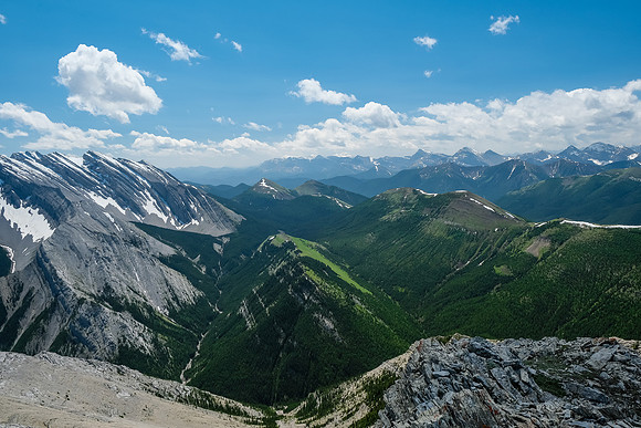 Our exit valley along Mist Ridge at center right.